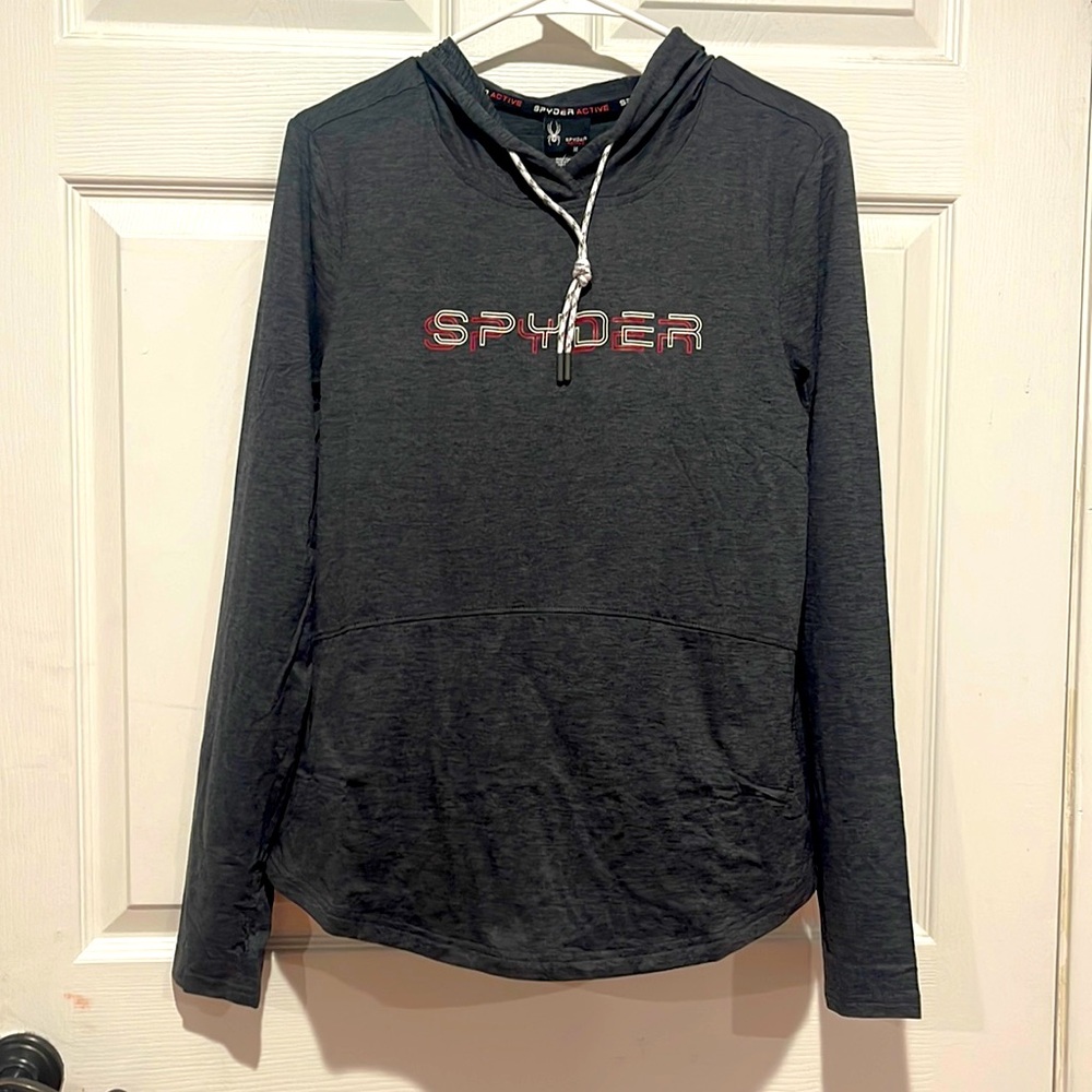 SPYDER ACTIVE Women’s Top Gray Light Hoodie with Pocket. Size M. NWT